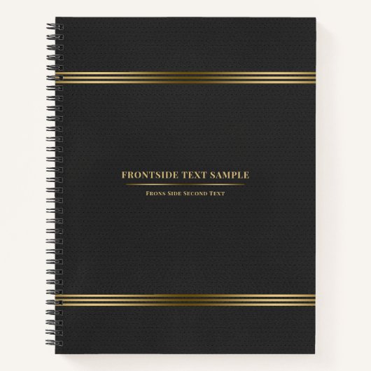 Dunkelgraue Leder Textur Gold Töne Streifen Notizblock (Vorderseite)