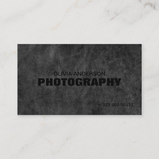 Dunkelgraue Lederfotografie Visitenkarte (Vorderseite)