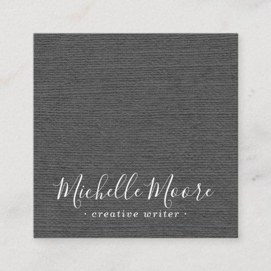 Dunkelgraue Leinen minimalistisch elegant beruflic Quadratische Visitenkarte (Vorderseite)