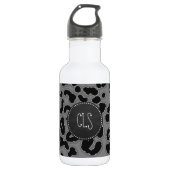 Dunkelgraue Leopard-Tierdrucke; Chalkboard-Look Trinkflasche (Vorderseite)