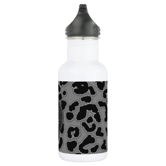 Dunkelgraue Leopard-Tierdrucke; Chalkboard-Look Trinkflasche (Rechts)