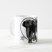 Dunkelgraue Liebe-Elefanten Kaffeetasse (Vorderseite Links)