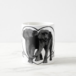 Dunkelgraue Liebe-Elefanten Kaffeetasse