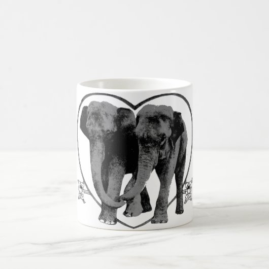 Dunkelgraue Liebe-Elefanten Kaffeetasse (Mittel)