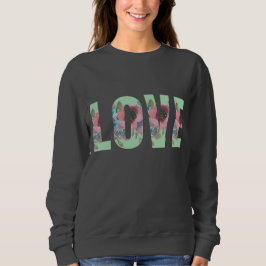 Dunkelgraue Liebe Floral Sweatshirt