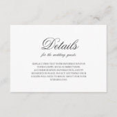 Dunkelgraue, minimalistische Schriftart-Hochzeit Begleitkarte (Vorderseite)