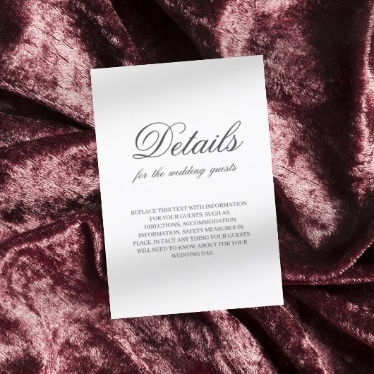 Dunkelgraue, minimalistische Schriftart-Hochzeit Begleitkarte