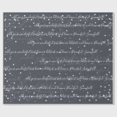 Dunkelgraue Minimalistische Skriptschneefall Geschenkpapier (Flach)