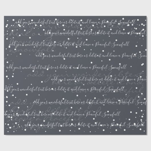 Dunkelgraue Minimalistische Skriptschneefall Geschenkpapier (Flach)