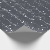 Dunkelgraue Minimalistische Skriptschneefall Geschenkpapier (Ecke)