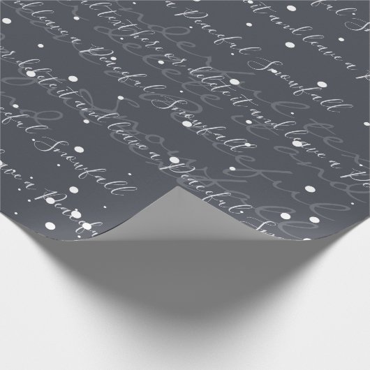 Dunkelgraue Minimalistische Skriptschneefall Geschenkpapier (Ecke)