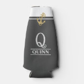 Dunkelgraue Mit Monogramm Flasche Cooler Flaschenkühler (Vorderseite)