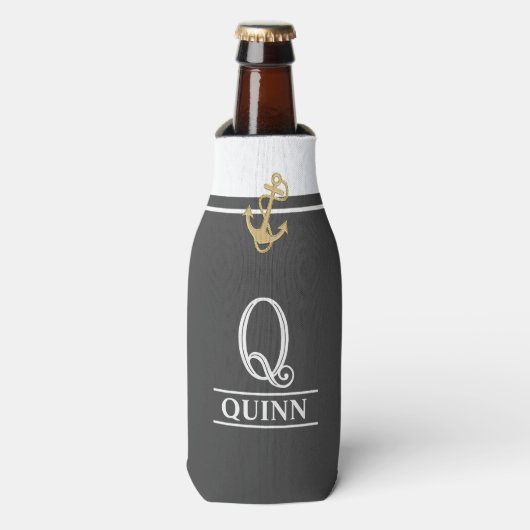 Dunkelgraue Mit Monogramm Flasche Cooler Flaschenkühler (Flaschenvorderseite)