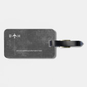 Dunkelgraue, moderne Flugzeugmonogramm Gepäckanhänger (Rückseite horizontal)