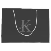 Dunkelgraue Monogram Bridesmaid Vorschlag Geschenk Große Geschenktüte (Rückseite)