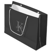 Dunkelgraue Monogram Bridesmaid Vorschlag Geschenk Große Geschenktüte (Vorderseite Schrägansicht)