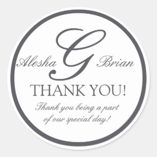 Dunkelgraue Monogram G-Gastgeschenk Hochzeit-Aufkl Runder Aufkleber