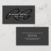Dunkelgraue Monogram Manager-Visitenkarte Visitenkarte (Vorne/Hinten)
