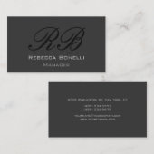 Dunkelgraue Monogram Manager-Visitenkarte Visitenkarte (Vorne/Hinten)