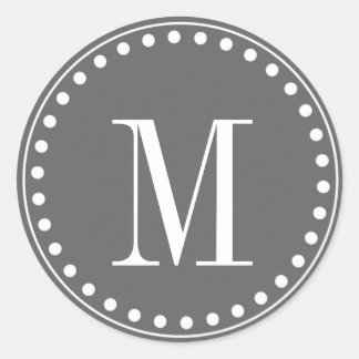 Dunkelgraue Monogramm-Aufkleber Runder Aufkleber