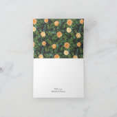 Dunkelgraue Peach Wedding Modern Floral Dankeskarte (Innenseite)