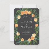 Dunkelgraue Peach Wedding Modern Floral Einladung (Vorderseite)
