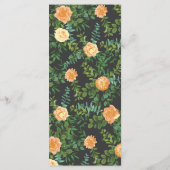 Dunkelgraue Peach Wedding Modern Floral Menükarte (Rückseite)