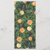 Dunkelgraue Peach Wedding Modern Floral Menükarte (Rückseite)