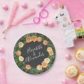 Dunkelgraue Peach Wedding Modern Floral Pappteller (Party)