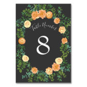 Dunkelgraue Peach Wedding Modern Floral Tischnummer (Vorderseite)