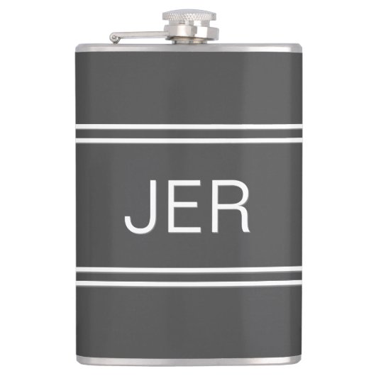 Dunkelgraue personalisierte Monogramm-Initialen Tr Flachmann (Vorderseite)