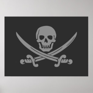 Dunkelgraue Piratenflagge-Piraten-Flagge Poster