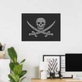 Dunkelgraue Piratenflagge Piratenflagge Poster (Heimbüro)