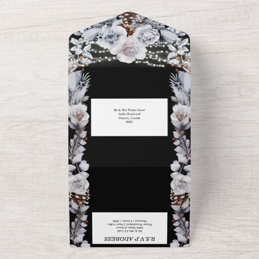 Dunkelgraue Rose All In One Einladung (Außenbereich)