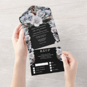 Dunkelgraue Rose All In One Einladung (Abreißen)