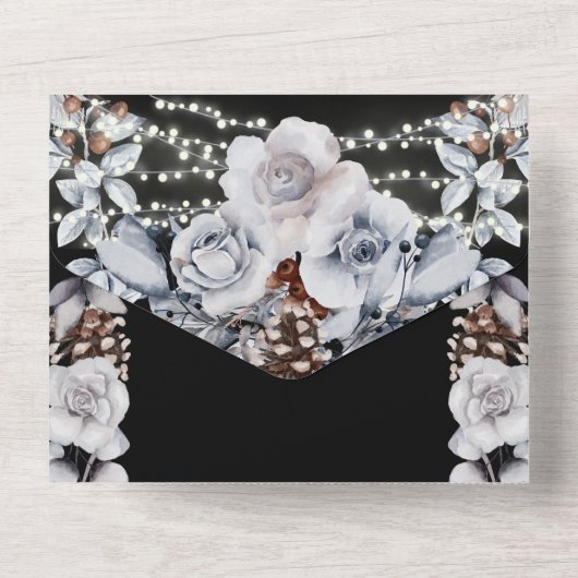 Dunkelgraue Rose All In One Einladung (Rückseite)