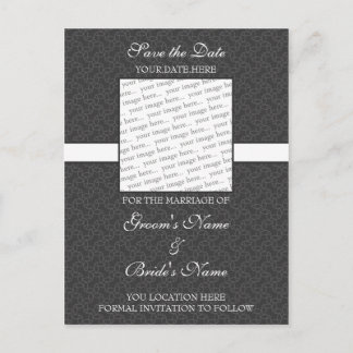 Dunkelgraue Save the Date Postkarte