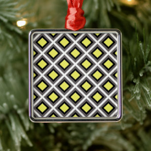 Dunkelgraue, schwarze, gelbe Diamanten von STaylor Silbernes Ornament
