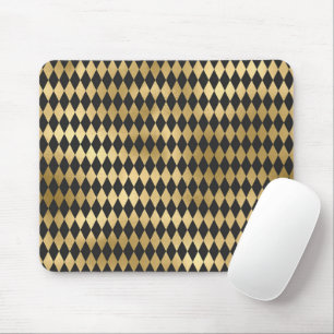 Dunkelgraue schwarze Harlekin geometrische Rhomben Mousepad
