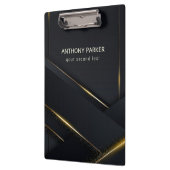 Dunkelgraue schwarze und goldene Linien Klemmbrett (Links)