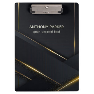 Dunkelgraue schwarze und goldene Linien Klemmbrett