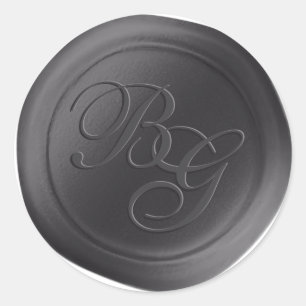 Dunkelgraue Script-Doppelmonogram-Wachs-Siegel-Sti Runder Aufkleber