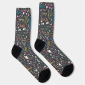 Dunkelgraue Socken voller Namen - Herzen und Stern (Rechts)