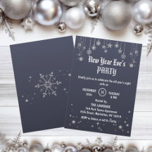 Dunkelgraue Sterne & Schneeflocken Neues Jahr Part