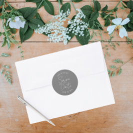 Dunkelgraue stilisierte Hochzeit retten das Datum Runder Aufkleber