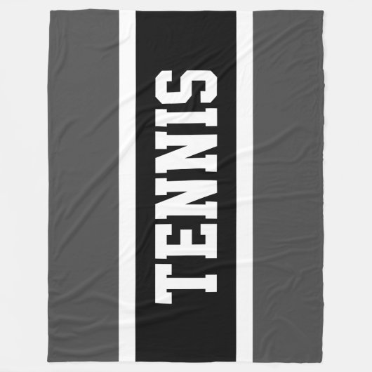 Dunkelgraue Streifen TENNIS Text Fleecedecke (Vorderseite)