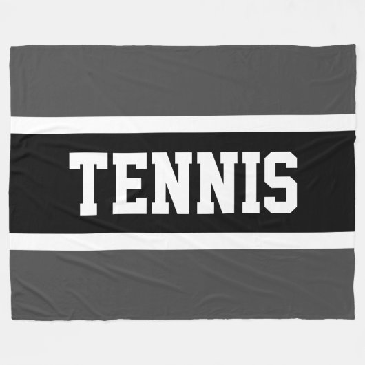 Dunkelgraue Streifen TENNIS Text Fleecedecke (Vorderseite (Horizontal))