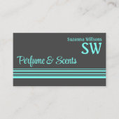 Dunkelgraue und Aquamarine Streifen mit Monogramm Visitenkarte (Vorderseite)