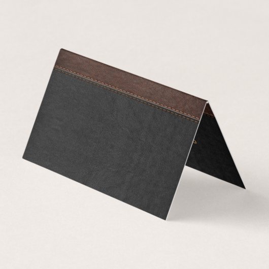 Dunkelgraue und braun gesteppte Imitate Leder Visitenkarten (Rückseite)