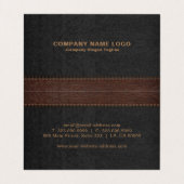 Dunkelgraue und braun gesteppte Imitate Leder Visitenkarten (Innenseite Aufgefaltet)